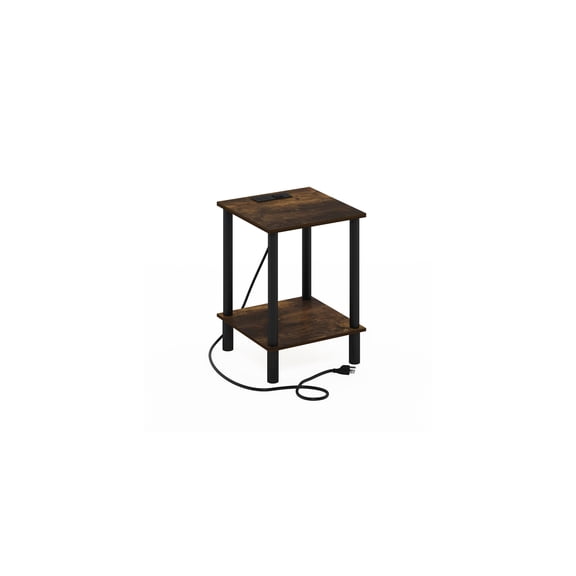 HomeStock Antique Appeal 2-Tier Side Table, End Table with USB and Type-C Charging Port