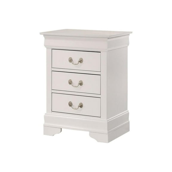 Homestock Vintage Visions Nightstand With Dovetailed Drawers and Traditional Design, Ideal for Storing Bedside Essentials with Lasting Durability-Color:White,Size:3 Drawer