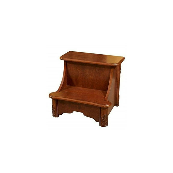 HomeStock Antique Appeal Bed Steps with Storage,Information, Lightly Distressed Woodbury, Mahogany, 20"L x 17.75"W x 17.25"H.