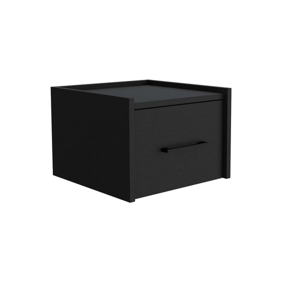 HomeStock Antique Appeal Black Wall-Mounted Nightstand with Single Drawer Design Featuring 13.2" W x 16" D x 9.8" H for Chic and Minimal Interiors