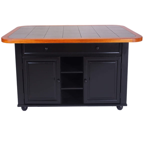 Kitchen Island with Storage & Towel Bar - Black Antique Finish, Adjustable Height, 60" Wide