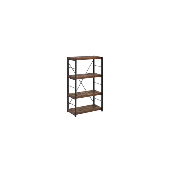 HomeStock Weathered Oak Antique Writing Desk Featuring Black Metal Legs and Sturdy Construction for a Contemporary Workspace, 22 x 46.5 x 28 Inches