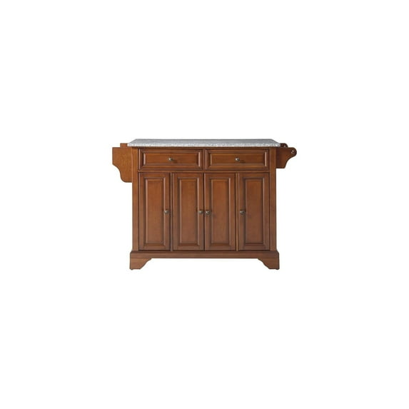 HomeStock Tuscan Temptations Full Size Kitchen Island,Spacious Countertop,Portable Design,Modern Kitchen Furniture,Convenient,/Cart White/Stainless Steel Top-Color:Classic Cherry,Style:Gray Granite To