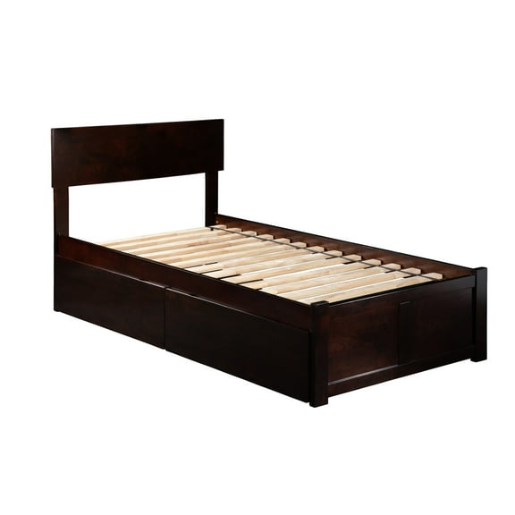HomeStock Mediterranean Mastery Platform Bed with Flat Panel Footboard, Stylish Storage Drawers for Extra Space!-Color:Espresso,Size:Twin XL
