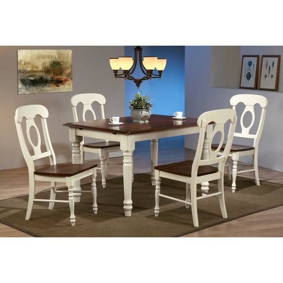 Extendable Dining Set - 60" Rectangular Table with 4-6 Chairs - Art Deco Style Wood Dining Room Set