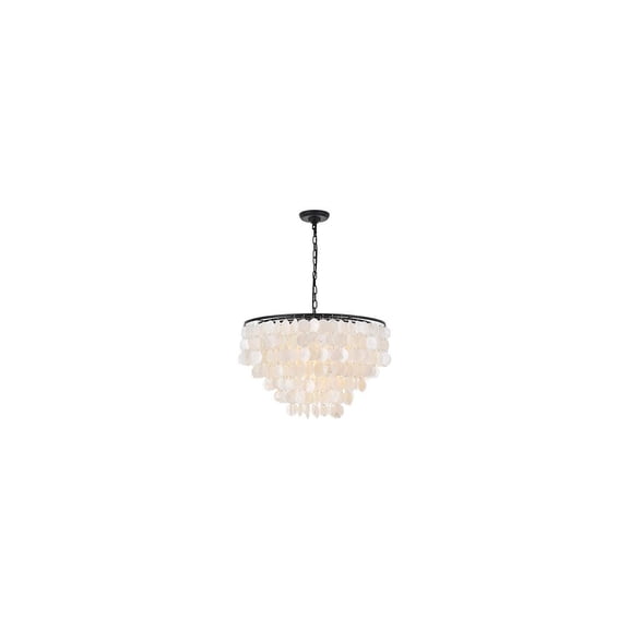 6-Light Black Pendant Light - Art Deco Style Chandelier with Adjustable Chain