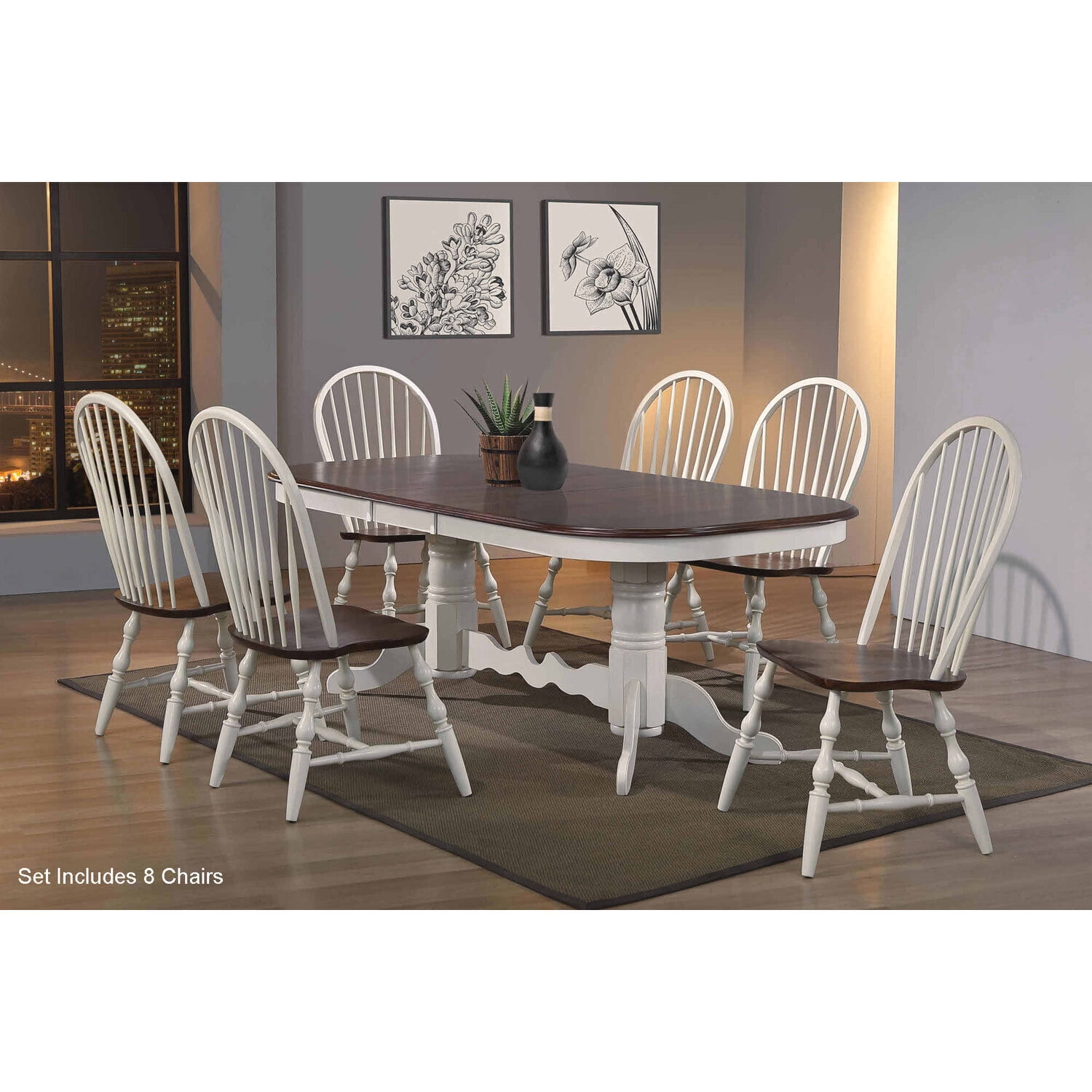 Extendable Oval Dining Set - 9 Piece Dining Table with Butterfly Leaf ...