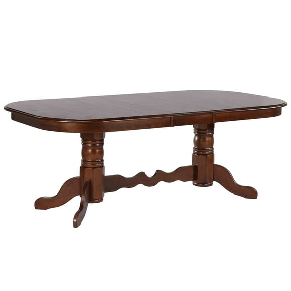 HomeStock Art Deco Dreams 96" Oval Double Pedestal Butterfly Extendable Dining Table , Chestnut Brown , Seats 10