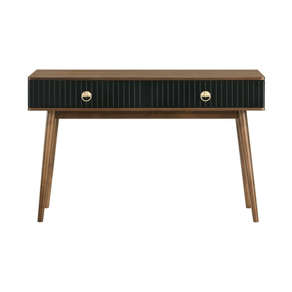 HomeStock Art Deco Dreams Black Veneer And Walnut Wood Console Table