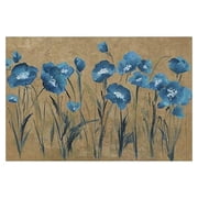 HomeStock Art Deco Dreams Blue Flowers V Painting Print on Wrapped Canvas, Wall Art, Canvas Print, Framed Prints, Wall Hanging Prints for Living Room