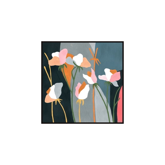 HomeStock Art Deco Dreams Flourishing Flowers Floater Framed Painting Print on Canvas, 48" x 48", Modern Handmade Canvas Art Decor - Unique and Chic Wall Prints for Contemporary Spaces