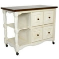 thumbnail image 1 of HomeStock Art Deco Dreams Kitchen Cart with Storage Drawers and Open Shelves , Tiered Shelf-Color:Antique White With Chestnut Brown,Size:4 Drawer, 1 of 5