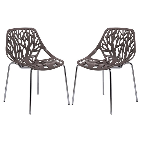 Modern Dining Chairs Set of 2 - Art Deco Style Accent Chairs, Contemporary Design, Chromed Legs, 31"H
