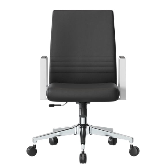 Modern Office Chair with Leather Upholstery & Iron Frame - Swivel Tilt Desk Chair