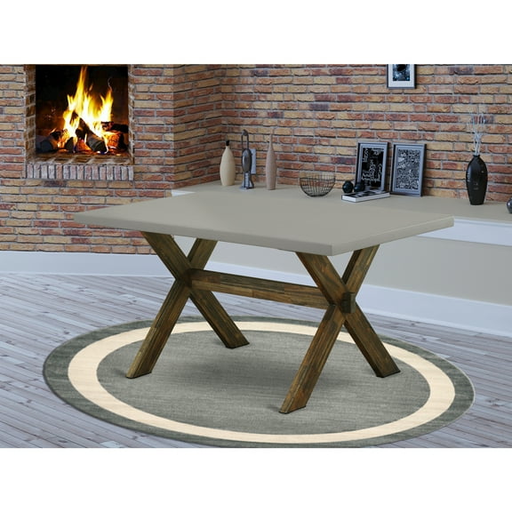 Art Deco Dining Table - 36x60 Inch Cement Top - Distressed Leg Design