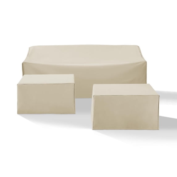 HomeStock Art Nouveau Allure 3Pc Sectional Cover Set Tan - Sofa & 2 Square Table/Ottoman