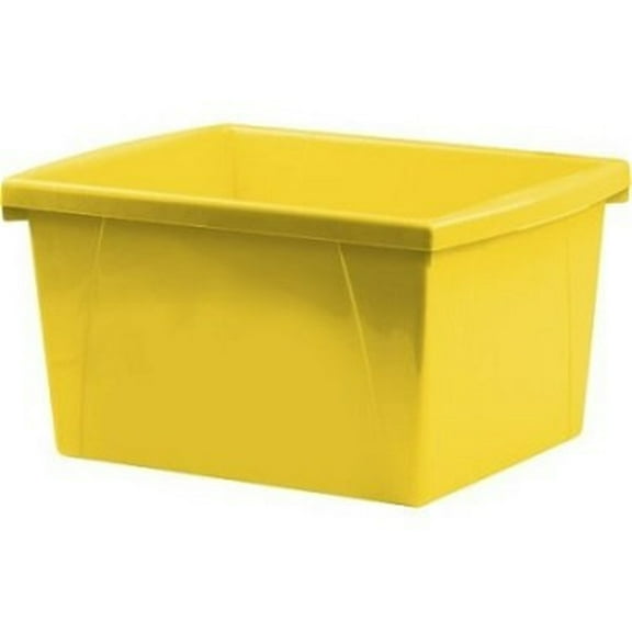 Homestock Art Nouveau Allure 5.5-Gallon Storage Bin Without Lid - Set Of 6 Yellow Bins, Suitable For Organizing Supplies, Impact-Proof And Lightweight With Rounded Edges