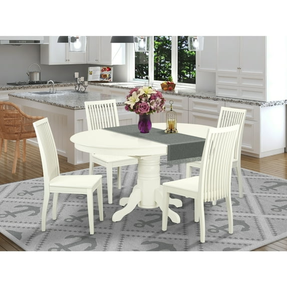 Modern 5 Piece Dining Set - Linen White Table & Chairs - Kitchen Dining Room Set