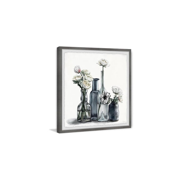 HomeStock Art Nouveau Allure Dark Bottle Blooms Framed Painting Print, 18" x 18", Contemporary Wall Decor: Abstract, Digital Art Prints, and Modern Styles for Your Home