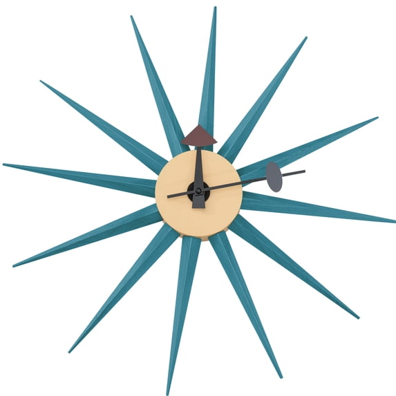 HomeStock Art Nouveau Allure Metal Colorful Star Silent Non-Ticking Wall Clock (Blue) - 19"W x 19"H, Hanging Feature, Analog Display Type, Battery Powered Power Source