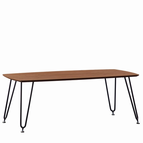Modern Coffee Table Wood Top & Iron Base - Living Room Accent Table, Stylish & Sturdy