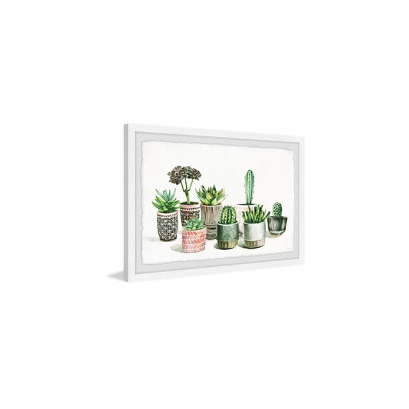 HomeStock Art Nouveau Allure Patterned Pots Cactus Framed Painting Print, Contemporary Wall Decor: Abstract, Digital Art Prints, and Modern Styles for Your Home