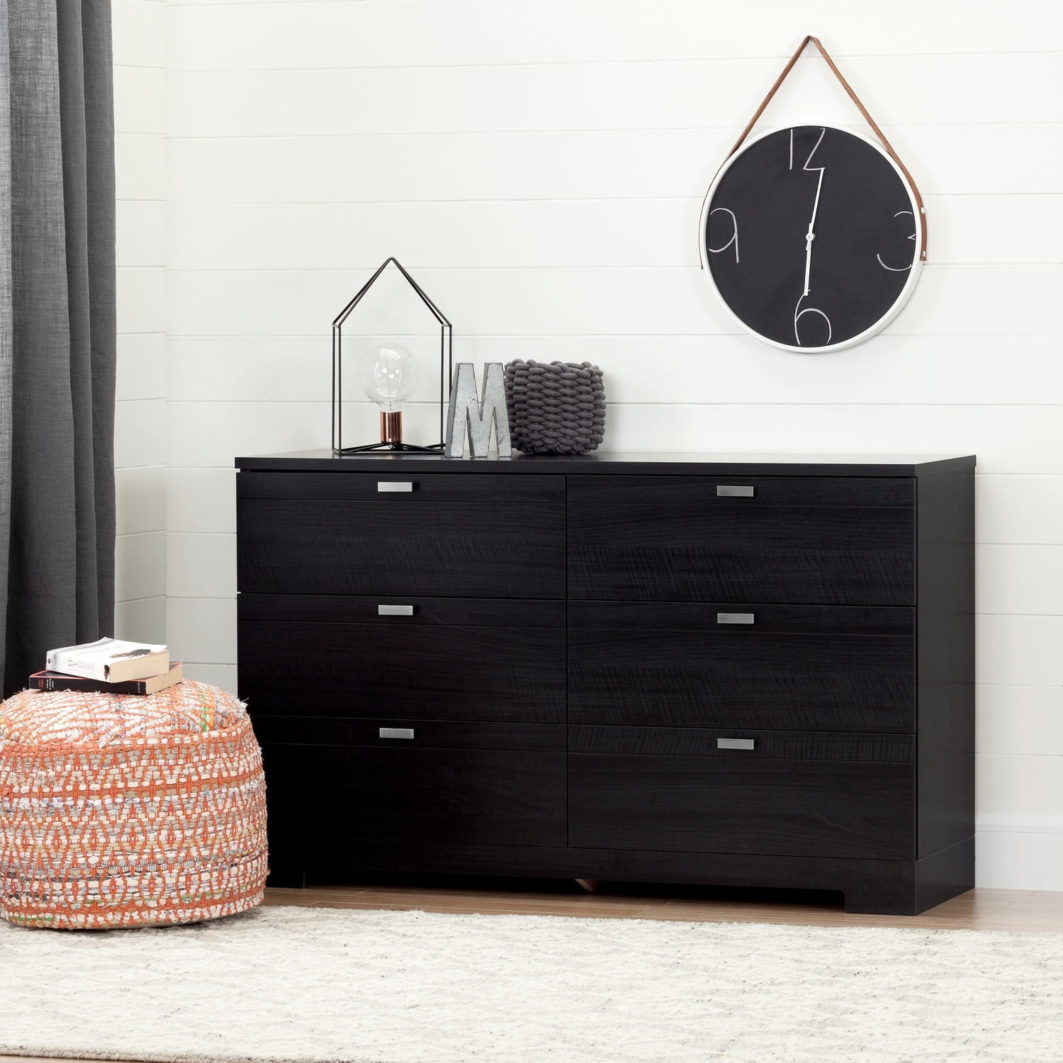 HomeStock Artisanal Abode 6-Drawer Sturdy Double Dresser, Living Room ...