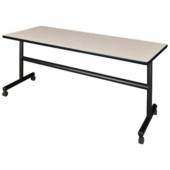 HomeStock Artisanal Abode 72" Flip Top Mobile Training Table- Maple, Adjustable and Foldable Office Conference Table with Wheels for Meeting Rooms and Classrooms