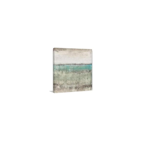 Aqua Horizon I Canvas Wall Art - 40" Square Framed Print for Living Room Decor
