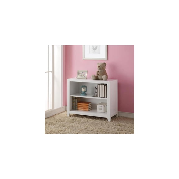 Homestock Artisanal Abode White Bookcase, 37"L x 18"W x 30"H, Enchanting Storage Solution with Floral Details for Your Little Girl's Dream Room