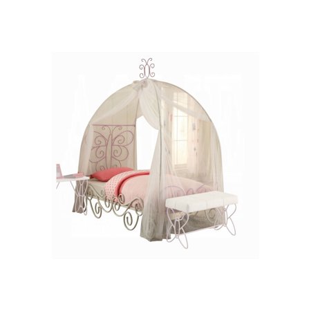 Homestock Artisanal Abode Full Canopy Bed, 85"L x 56"W x 88"H, Create a Whimsical Wonderland with Butterfly Design for Your Little Princess