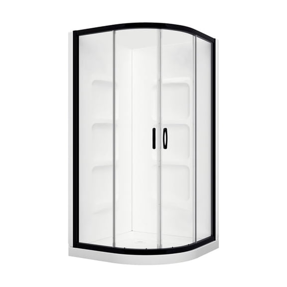 Modern Shower Kit - Neo-Round Sliding Door Design - Chrome Finish - Integrated Shelving - Space Saving Bathroom