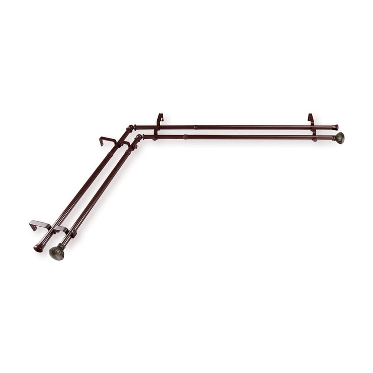 Adjustable Corner Curtain Rod - 66-120 Inch Black Rod, Single Curtain Rod, Decorative Window Rod