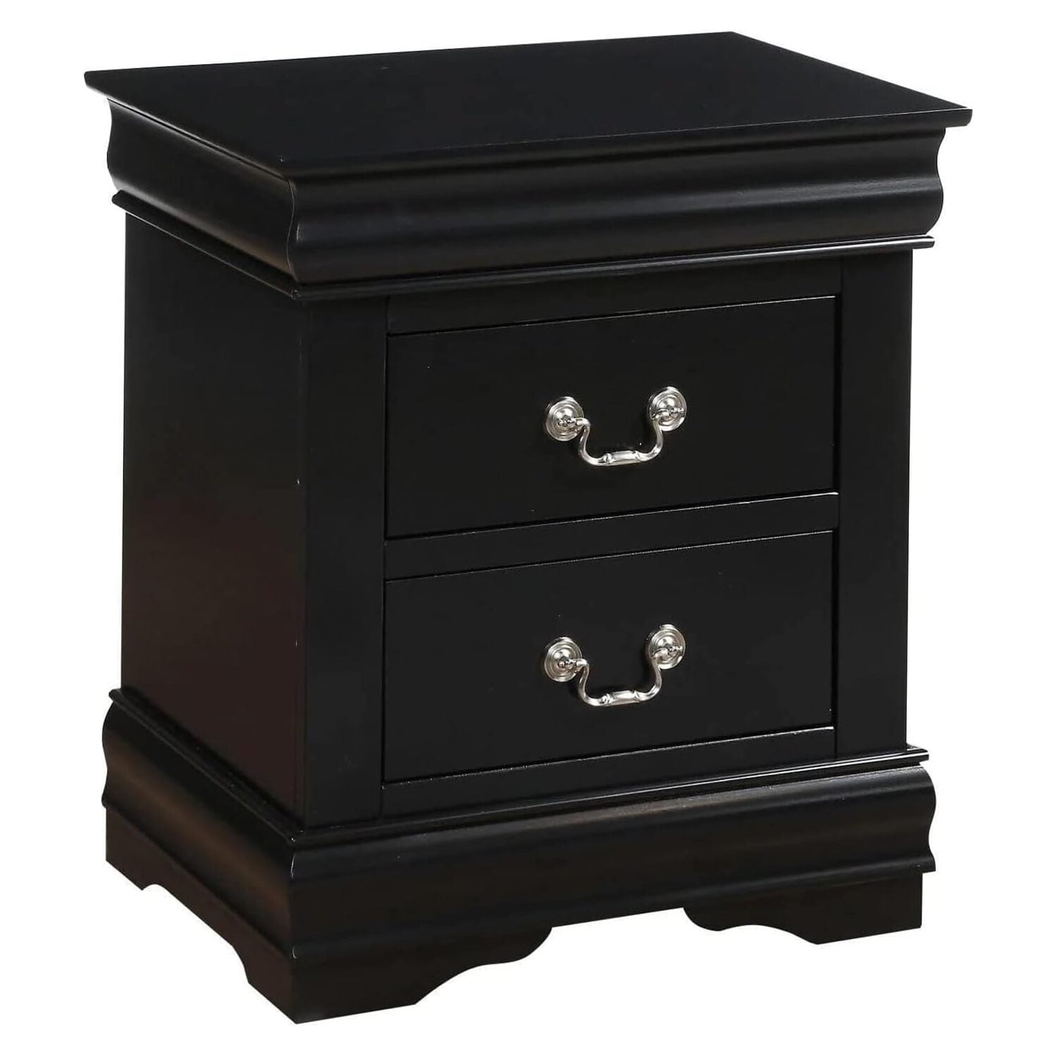 Louis Philippe Inspired 2-Drawer Black Nightstand