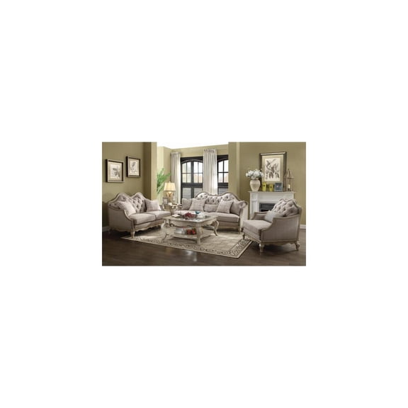 HomeStock Artisanal Artistry Sofa w/5 Pillows, Beige Fabric & Antique Taupe