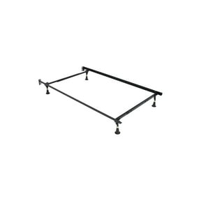 HomeStock Artisanal Artistry Bed Frame Twin/Full With 4 Glides - 70.5"L x 54"W x 7.5"H, Adjustable, Durability, Black Finish, Steel, with Lock for Safety