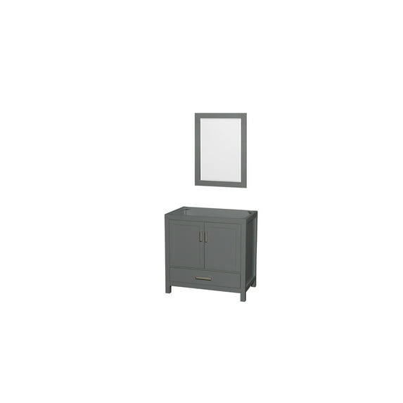 Dark Gray Bathroom Vanity Set - 36" Single Sink Vanity with 24" Mirror - Freestanding Makeup Counter Space