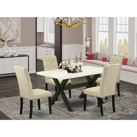 5-Piece Kitchen Dinette Set - Parsons ChairsMid Century Dining Table