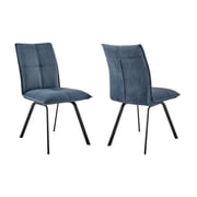 Accent Chairs Set of 2 - Dining Room Armchairs, Modern Fabric Chairs, CharcoalBlack Finish