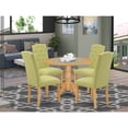 thumbnail image 1 of HomeStock Artistic Accomplishment 5Pc Dining Set Includes A Small Round Dinette Table With Drop Leaves And Four Parson Chairs With Lime Green Fabric, Oak Finish, 1 of 5
