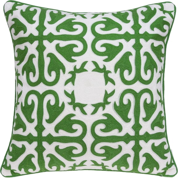 Green & White Throw Pillow - Decorative Accent Cushion Cover - Modern Home Decor