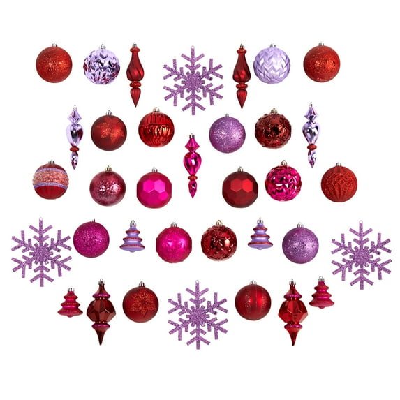 HomeStock Artistic Accomplishment Deluxe Shatterproof, 50 Count Christmas Tree Ornament Box Set, Re-Useable Container