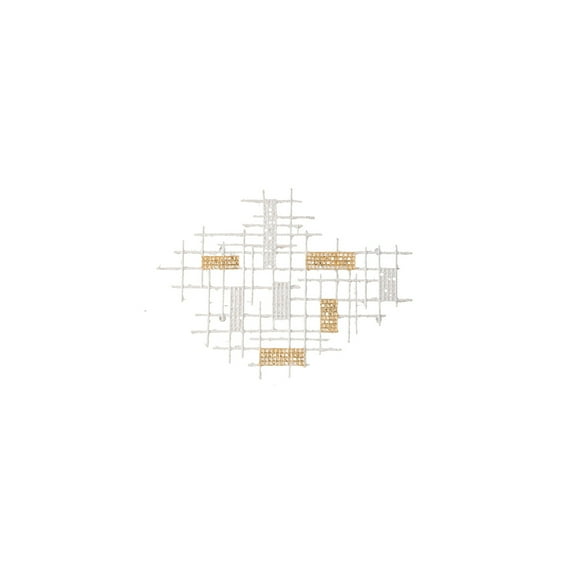 Geometric Wall Decor - Modern Grid Patterned Art - White & Gold Accent Wall Hanging - 31.5" x 23.5"