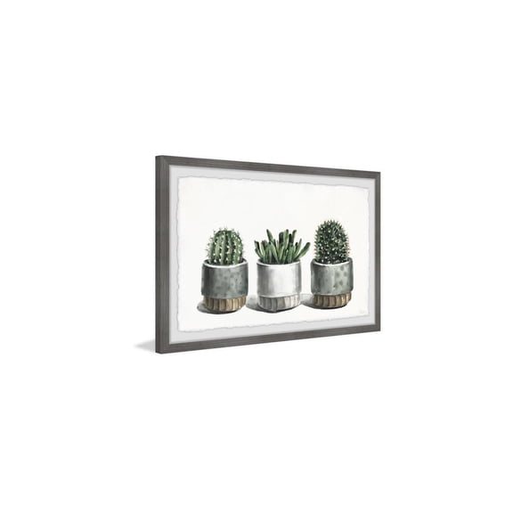 HomeStock Artistic Accomplishment Metallic Cactus Pots Framed Painting Print, Contemporary Wall Decor: Abstract, Digital Art Prints, and Modern Styles for Your Home