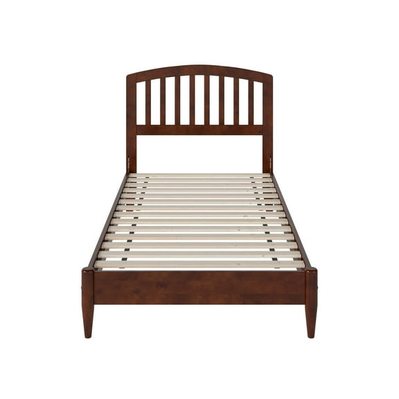 HomeStock Artistic Accomplishment Twin XL Solid Wood Low Profile Platform Bed in Walnut - 83.13"L x 42.6"W x 41.54"H, No Box Spring Needed, USB Port