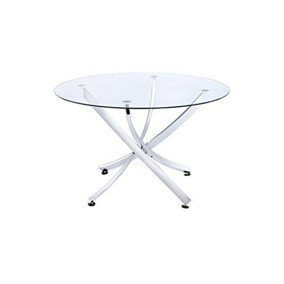 Round Glass Dining Table - Modern Chrome Base, Contemporary Design, Durable Table for Kitchen & Living Room