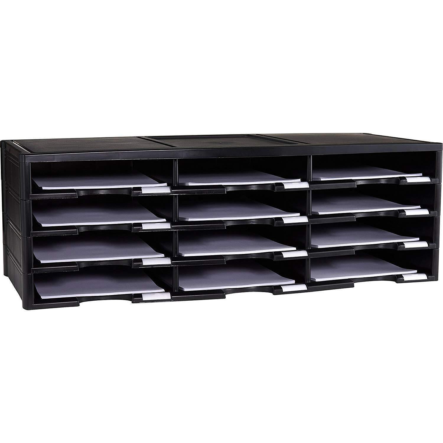 Black Recycled Plastic 12-Compartment Literature Organizer