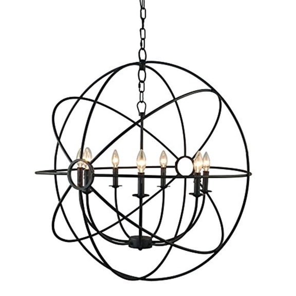 Mini Chandelier 7 Light Rustic Black Finish Steel Chandelier Home Decor Lighting