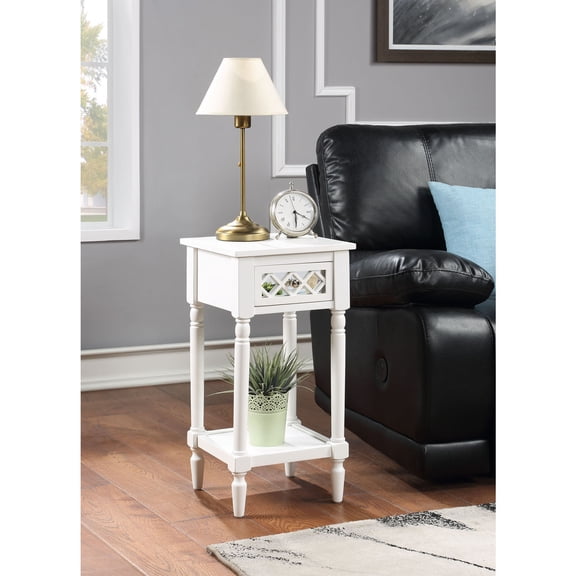 Accent Table - 14x14x28 - Decorative Side Table with Drawer & Turned Legs - Elegant Home Decor