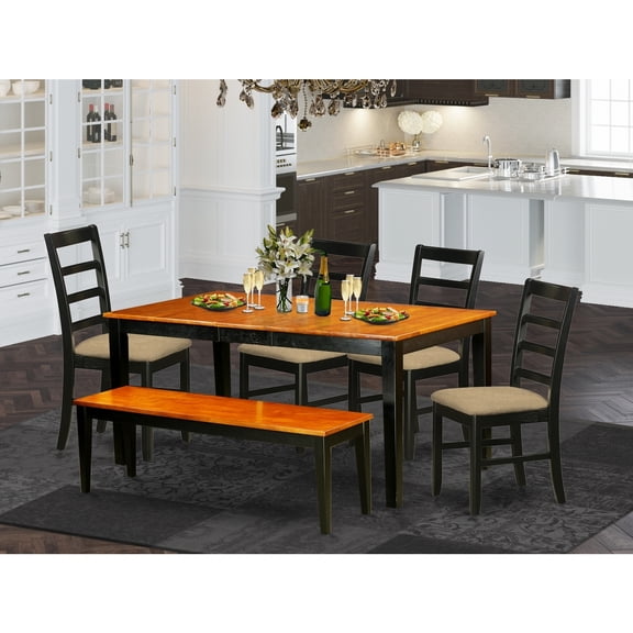 Asian Dining Set - Rubber Wood Table & Chairs - Modern Style Furniture